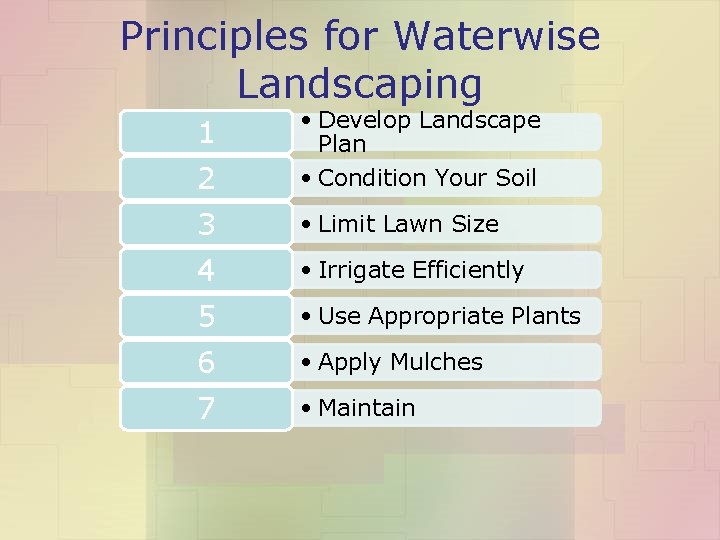 Principles for Waterwise Landscaping 2 • Develop Landscape Plan • Condition Your Soil 3