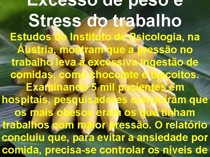 Excesso de peso e Stress do trabalho Estudos do Instituto de Psicologia, na Áustria,