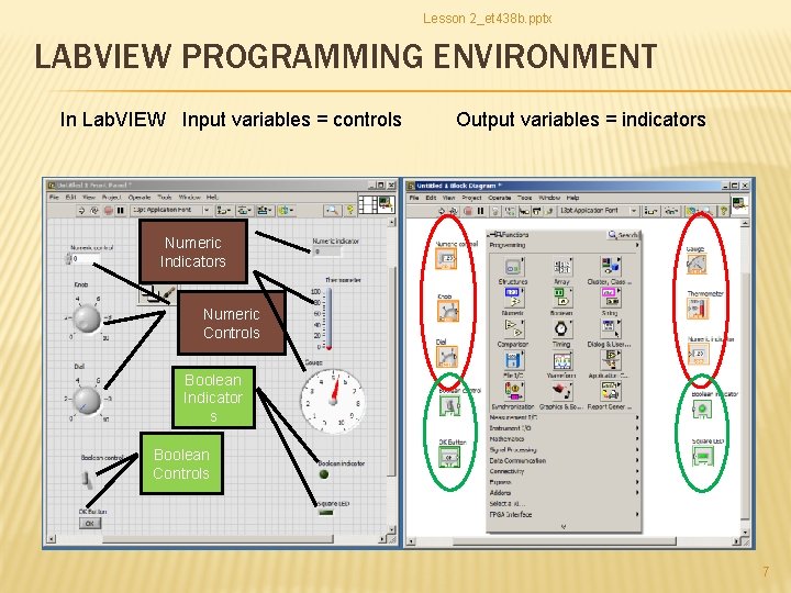 Lesson 2_et 438 b. pptx LABVIEW PROGRAMMING ENVIRONMENT In Lab. VIEW Input variables =