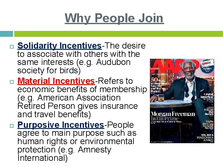 Why People Join Solidarity Incentives-The desire to associate with others with the same interests
