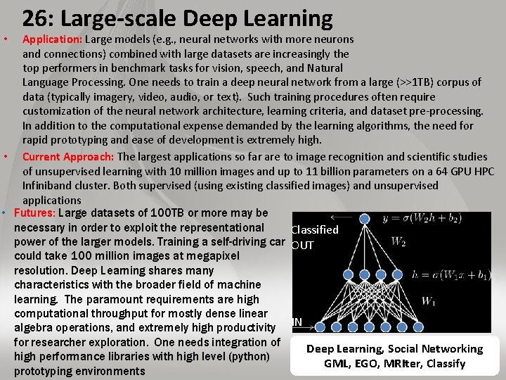 26: Large-scale Deep Learning Application: Large models (e. g. , neural networks with more