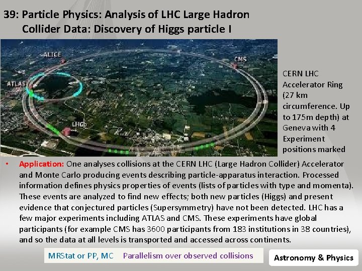 39: Particle Physics: Analysis of LHC Large Hadron Collider Data: Discovery of Higgs particle