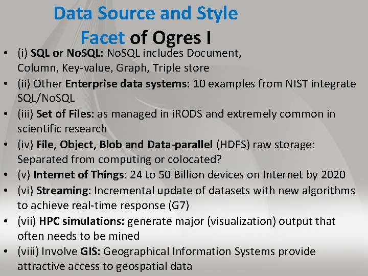 Data Source and Style Facet of Ogres I • (i) SQL or No. SQL: