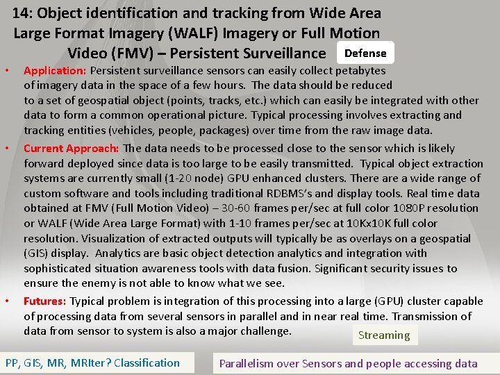  • • • 14: Object identification and tracking from Wide Area Large Format