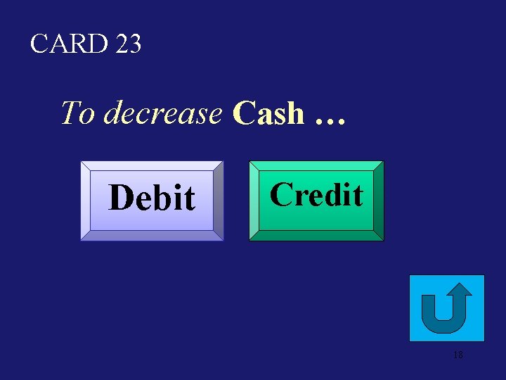 CARD 23 To decrease Cash … Debit Credit 18 