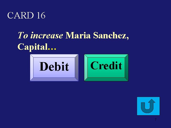 CARD 16 To increase Maria Sanchez, Capital… Debit Credit 7 