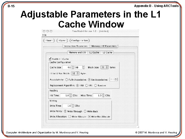 Appendix B - Using ARCTools B-15 Adjustable Parameters in the L 1 Cache Window