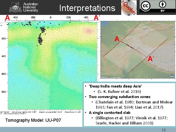 Interpretations A A′ Tomography Model: UU-P 07 • ‘Deep India meets deep Asia’ •