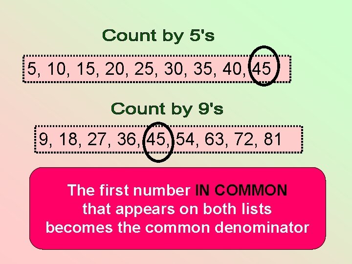 5, 10, 15, 20, 25, 30, 35, 40, 45 9, 18, 27, 36, 45, 5, 10, 15, 20, 25, 30, 35, 40, 45 9, 18, 27, 36, 45,