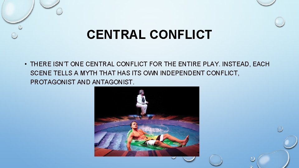 CENTRAL CONFLICT • THERE ISN’T ONE CENTRAL CONFLICT FOR THE ENTIRE PLAY. INSTEAD, EACH