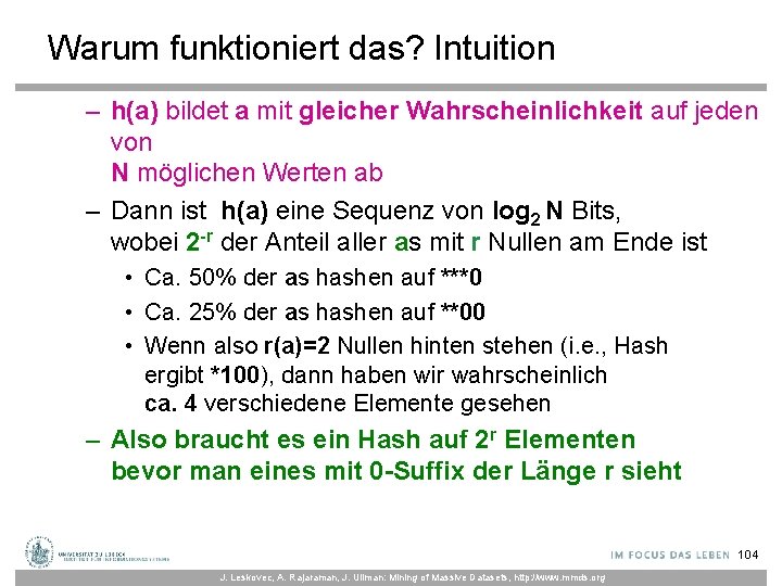 Warum funktioniert das? Intuition – h(a) bildet a mit gleicher Wahrscheinlichkeit auf jeden von