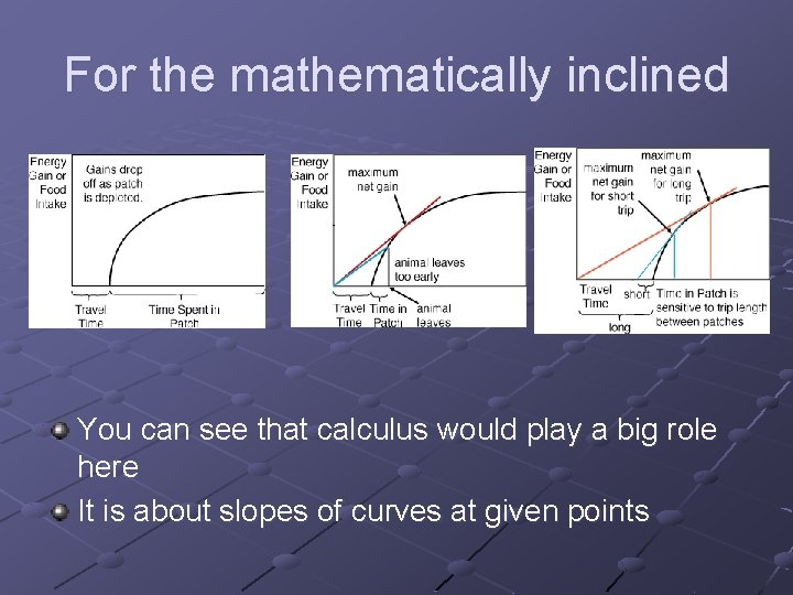 For the mathematically inclined You can see that calculus would play a big role