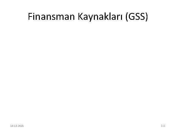 Finansman Kaynakları (GSS) 18. 12. 2021 111 