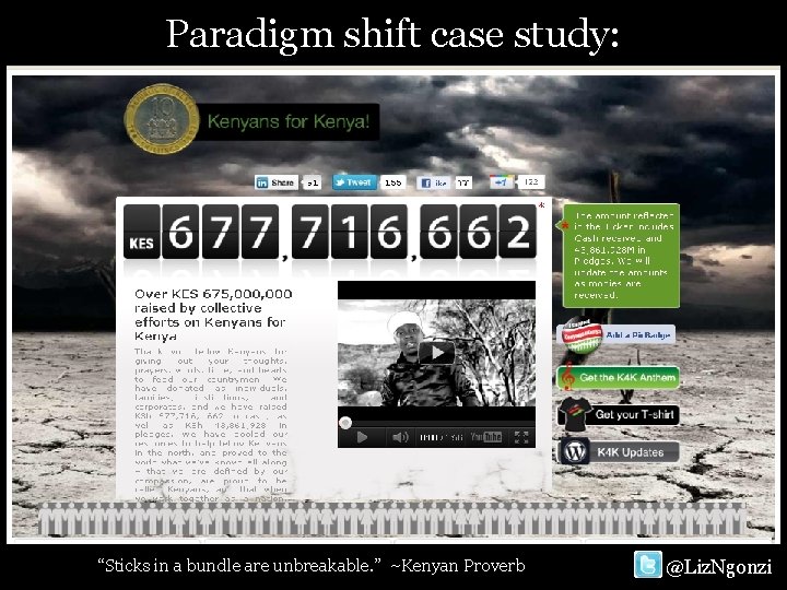 Paradigm shift case study: “Sticks in a bundle are unbreakable. ” ~Kenyan Proverb @Liz.