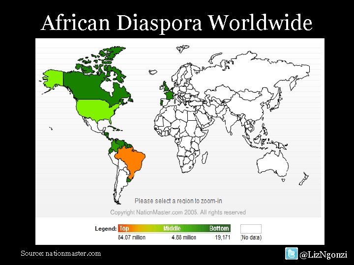 African Diaspora Worldwide Source: nationmaster. com @Liz. Ngonzi 