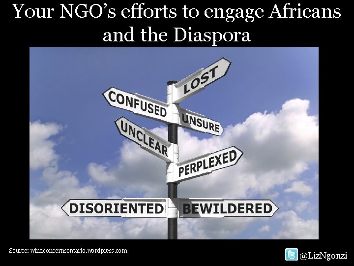 Your NGO’s efforts to engage Africans and the Diaspora Source: windconcernsontario. wordpress. com @Liz.
