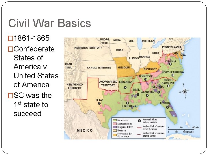 Civil War Basics � 1861 -1865 �Confederate States of America v. United States of