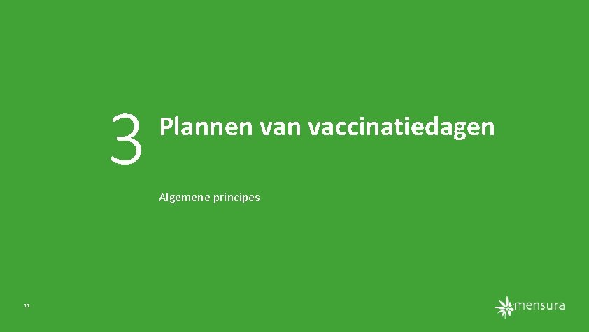 3 Plannen vaccinatiedagen Algemene principes 11 