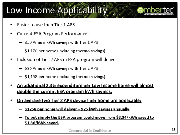 Low Income Applicability • Easier to use than Tier 1 APS • Current ESA