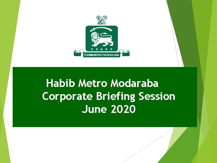 Habib Metro Modaraba Corporate Briefing Session June 2020 