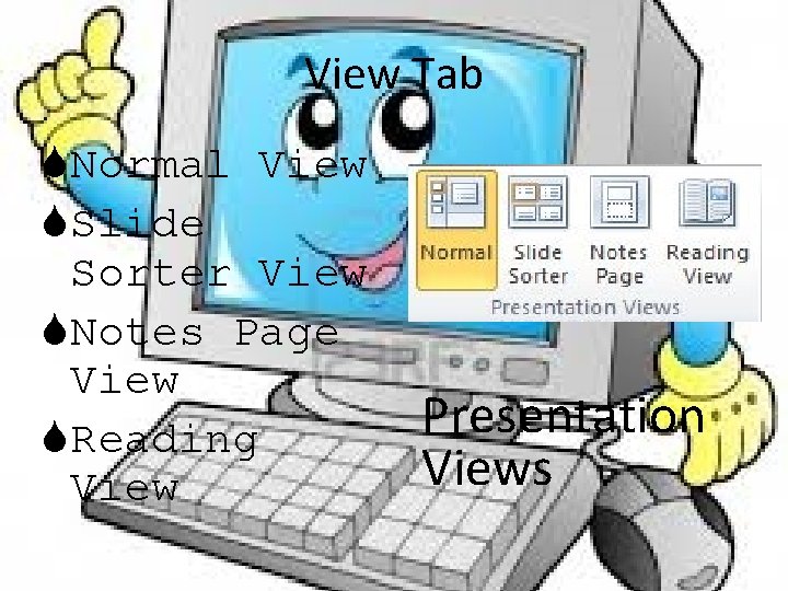 View Tab Normal View Slide Sorter View Notes Page View Reading View Presentation Views