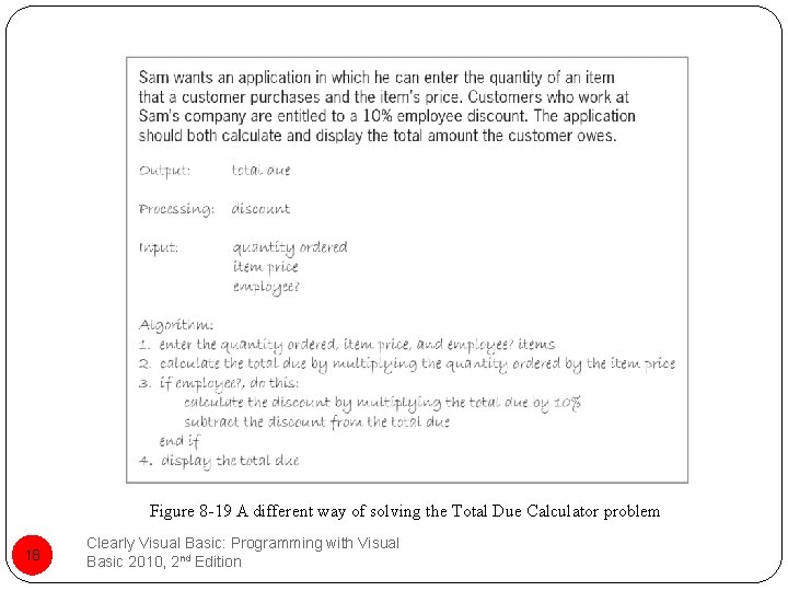 Figure 8 -19 A different way of solving the Total Due Calculator problem 18