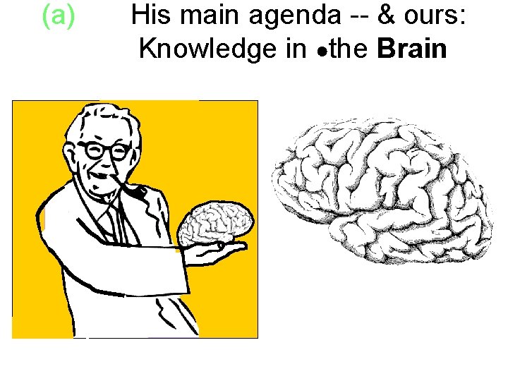 (a) His main agenda -- & ours: xxxxx Knowledge in ●the Brain 