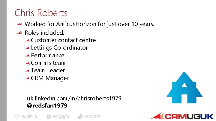 Chris Roberts Worked for Amicus. Horizon for just over 10 years. Roles included: Customer