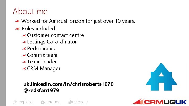 About me Worked for Amicus. Horizon for just over 10 years. Roles included: Customer