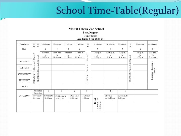 School Time-Table(Regular) 