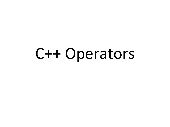 C++ Operators 