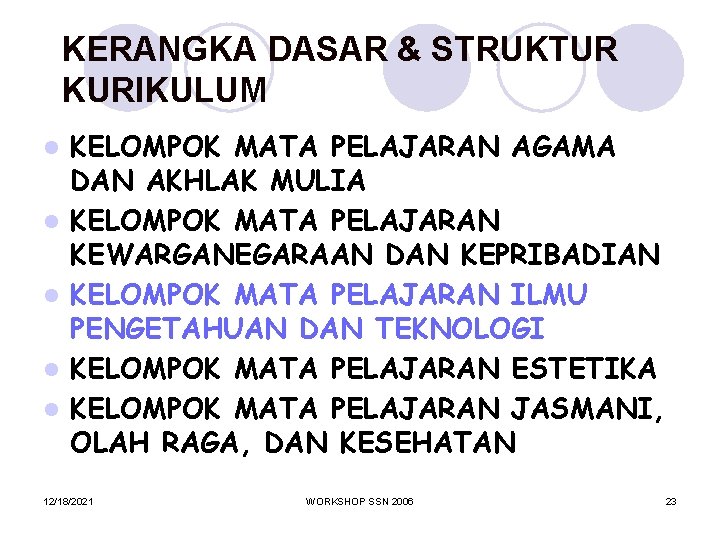 KERANGKA DASAR & STRUKTUR KURIKULUM l l l KELOMPOK MATA PELAJARAN AGAMA DAN AKHLAK