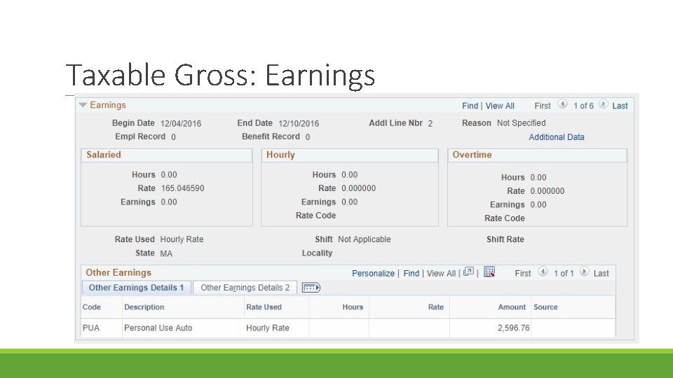 Taxable Gross: Earnings 