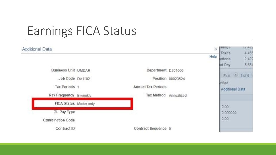 Earnings FICA Status 