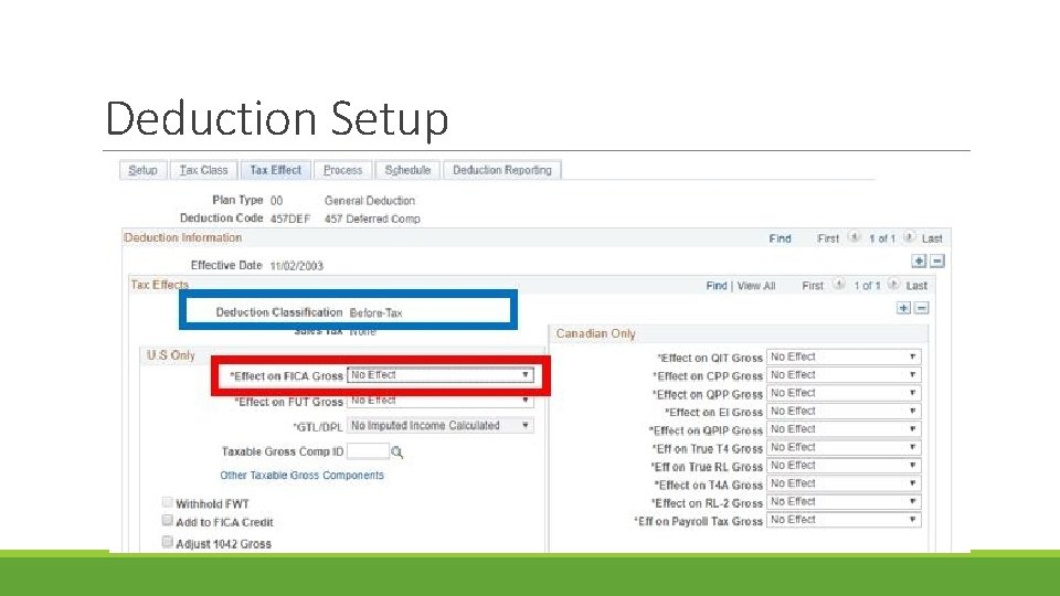 Deduction Setup 