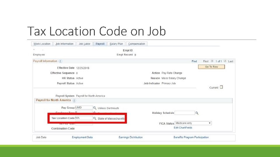 Tax Location Code on Job 