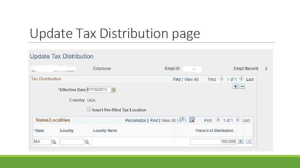 Update Tax Distribution page 