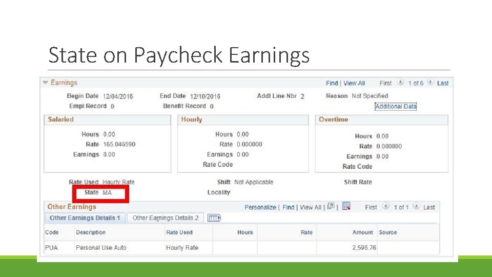 State on Paycheck Earnings 