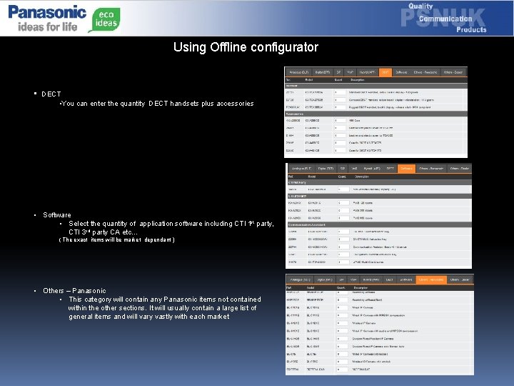Using Offline configurator • DECT • You can enter the quantity DECT handsets plus