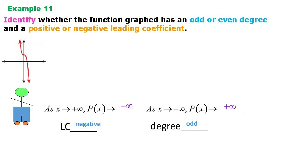 Example 11 Identify whether the function graphed has an odd or even degree and Example 11 Identify whether the function graphed has an odd or even degree and