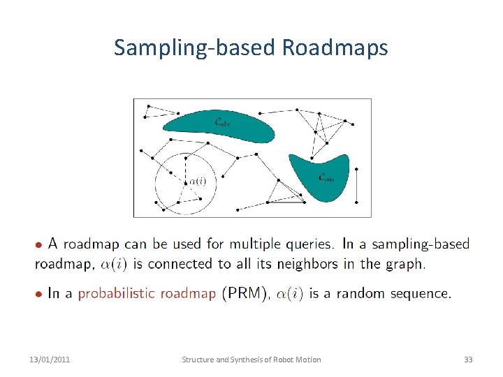 Sampling-based Roadmaps 13/01/2011 Structure and Synthesis of Robot Motion 33 