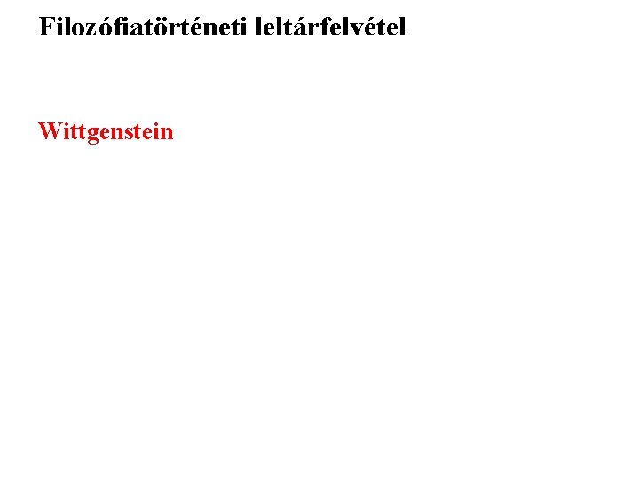 Filozófiatörténeti leltárfelvétel Wittgenstein 