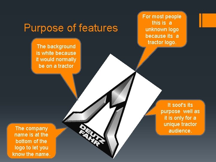 Purpose of features The background is white because it would normally be on a Purpose of features The background is white because it would normally be on a