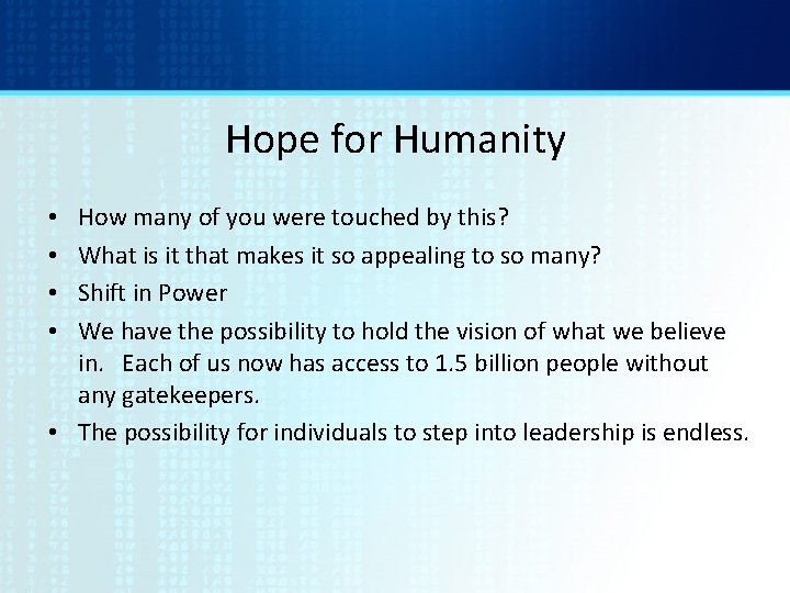 Hope for Humanity How many of you were touched by this? What is it