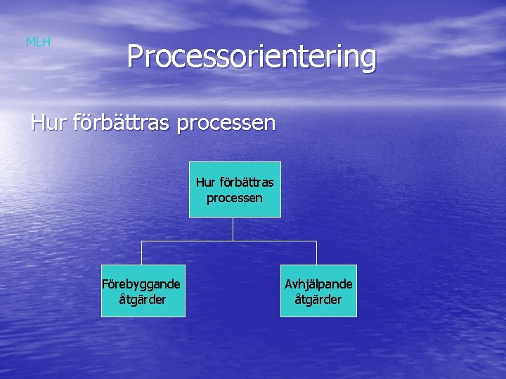 MLH Processorientering Hur förbättras processen Förebyggande åtgärder Avhjälpande åtgärder 