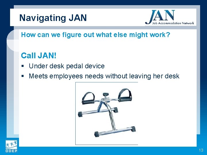 Navigating JAN How can we figure out what else might work? Call JAN! §