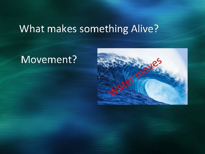 What makes something Alive? Movement? s e ov W a m r te 
