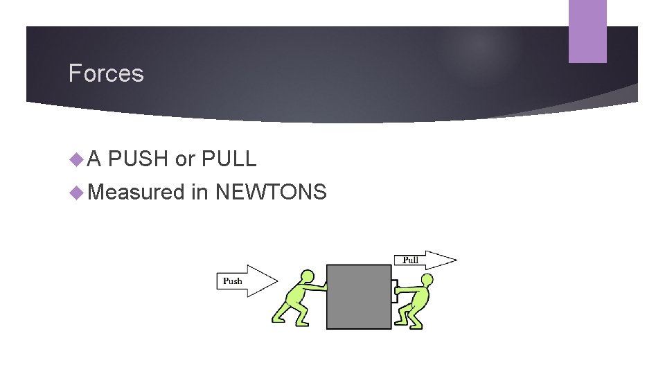 Forces A PUSH or PULL Measured in NEWTONS 