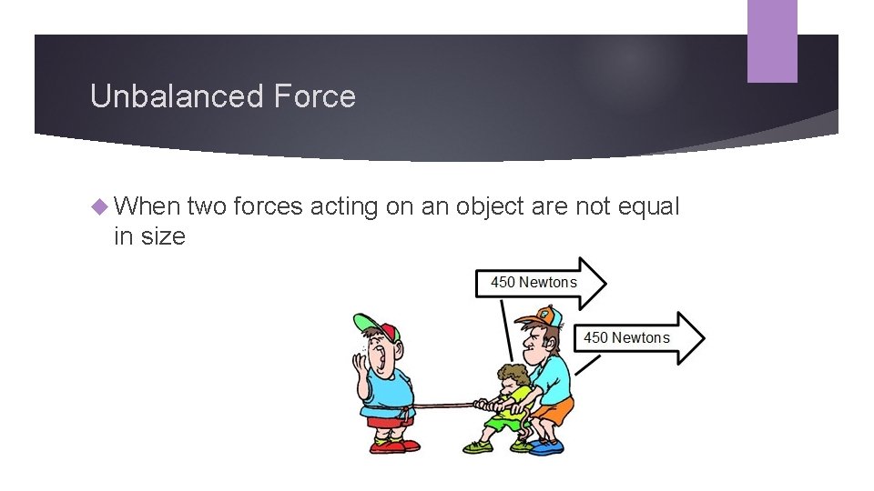 Unbalanced Force When in size two forces acting on an object are not equal