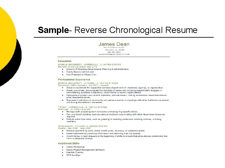 Sample- Reverse Chronological Resume 